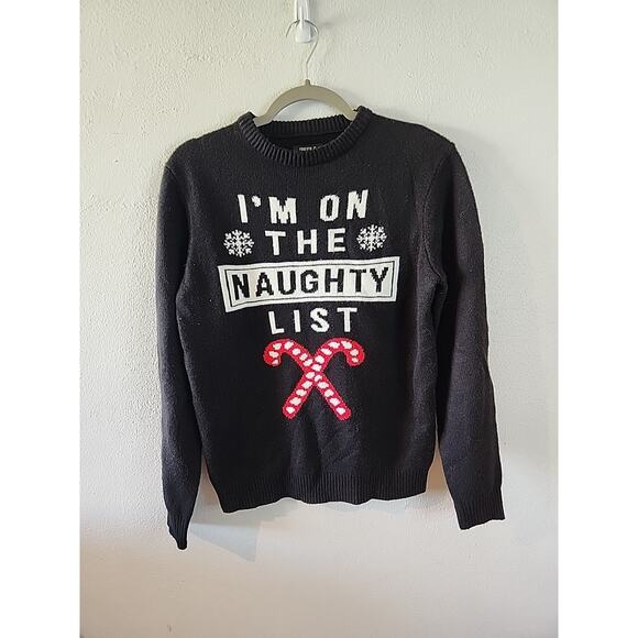 Forever 21 Christmas Naughty List Ugly Sweater Small Candy Cane - Picture 1 of 4